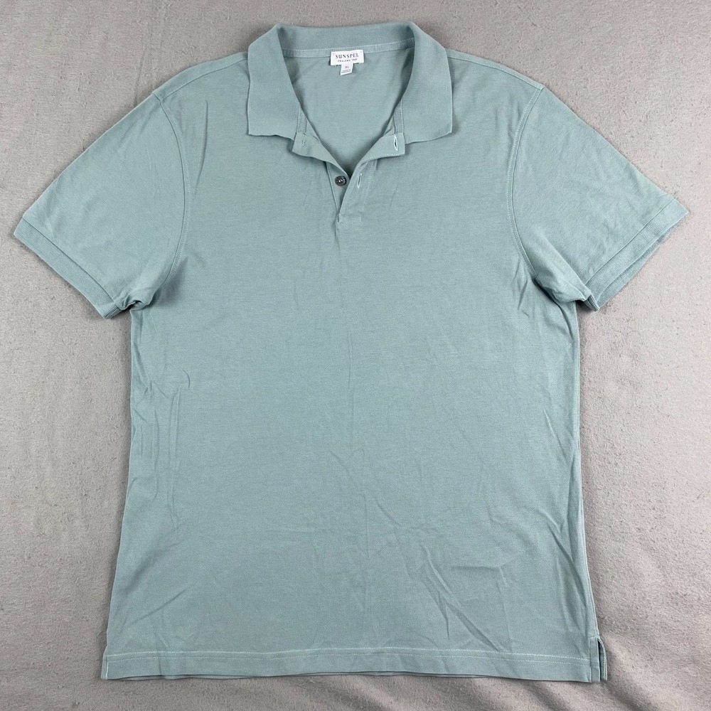 Sunspel Polo Shirt Mens XL Teal Riviera Quiet Luxury Designer Portugal Preppy